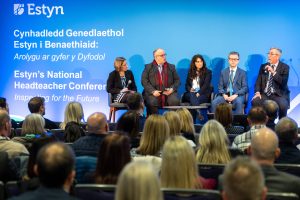 Speaker panel at the Estyn headteacher conference