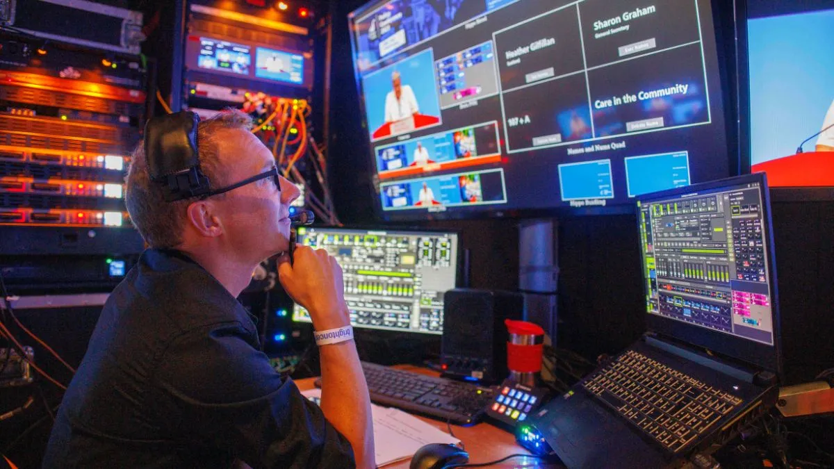 A member of our conference production team ensuring the event runs smoothly